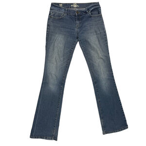Blue Notes Bootcut Jeans Womens Size 28x32 Blue Denim Solid Mid Rise Flat Front